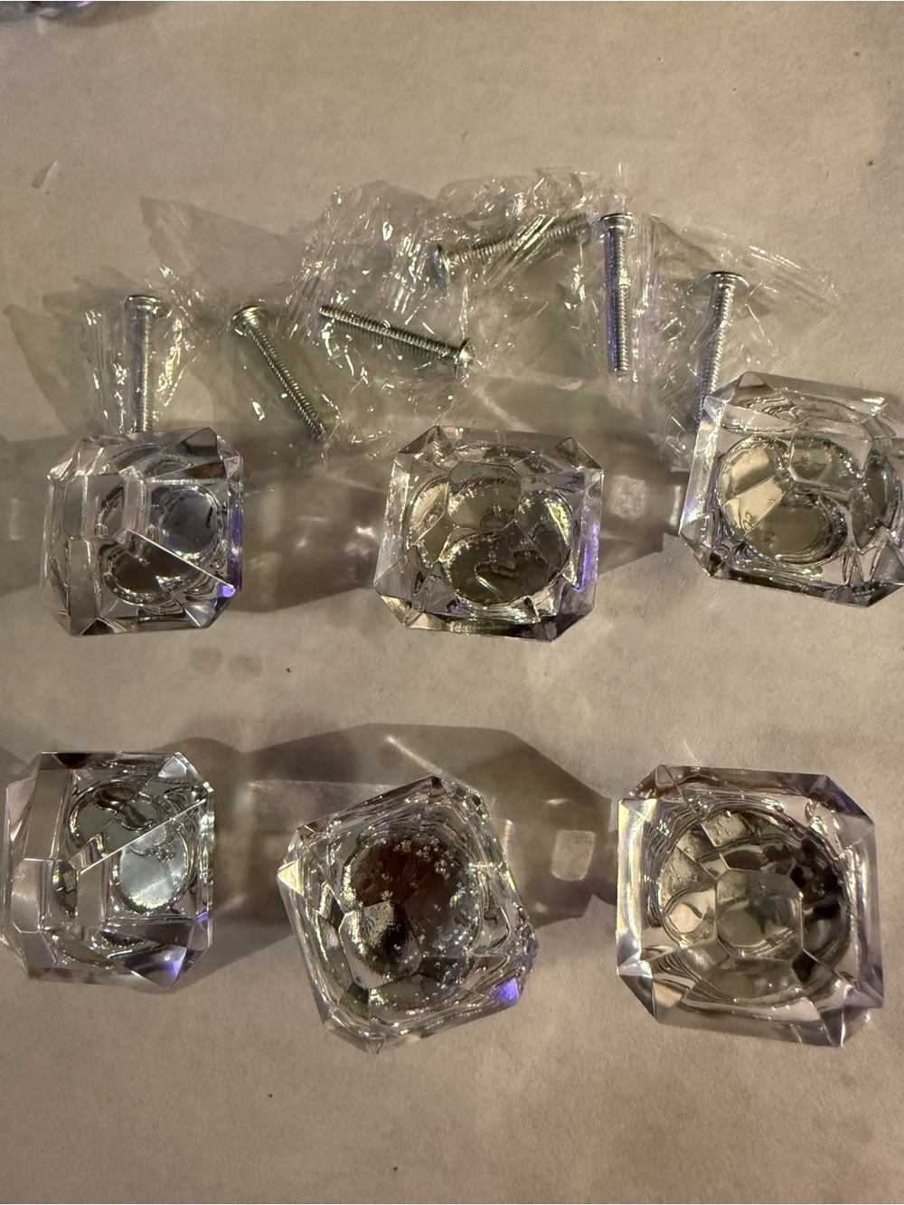 Clear Crystal like Square Resin Cabinet or Drawer Knobs #1 - Pack of 6